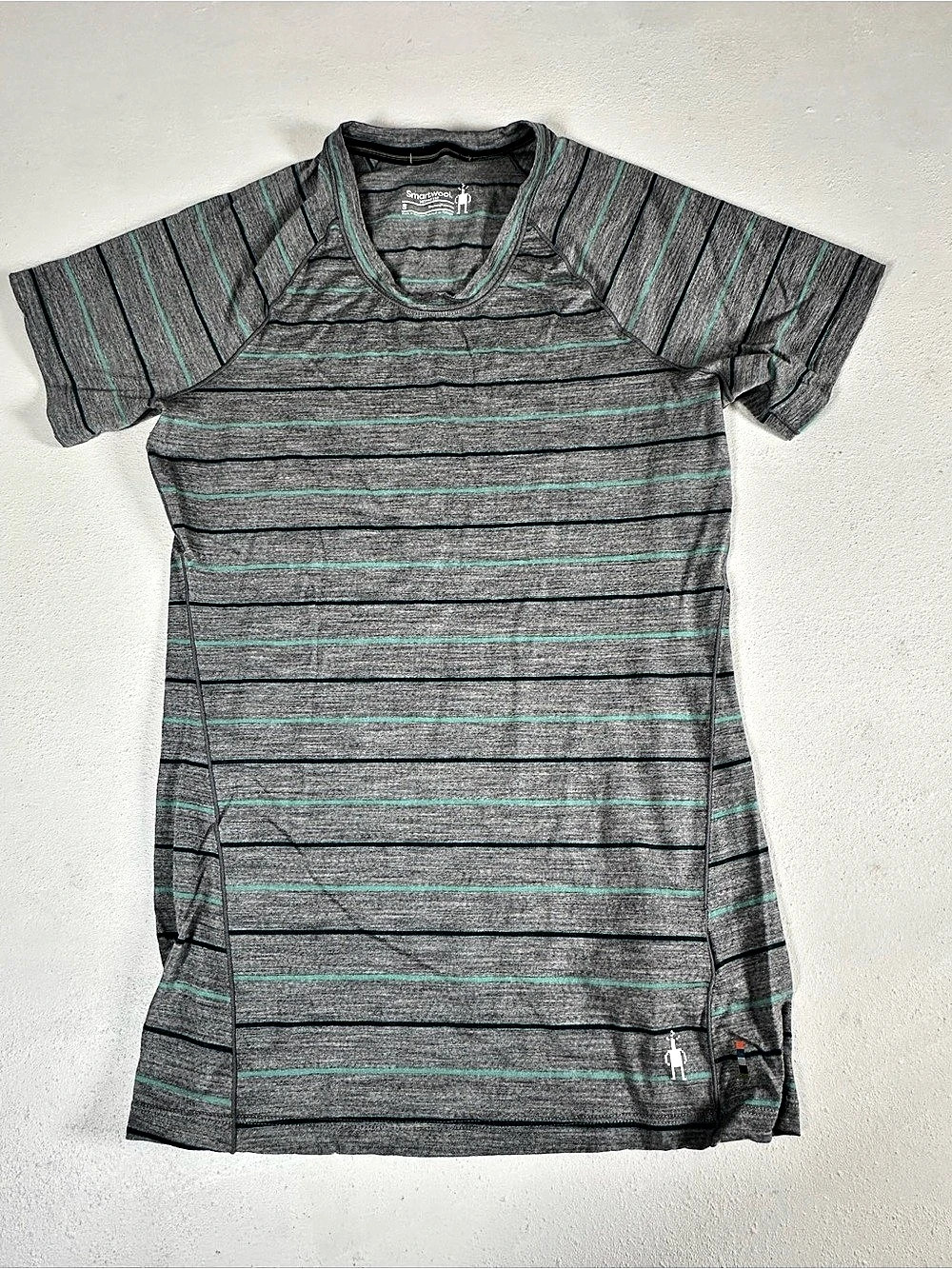 Smartwool Merino 150 Striped Merino Wool Tee in Gray Size Small